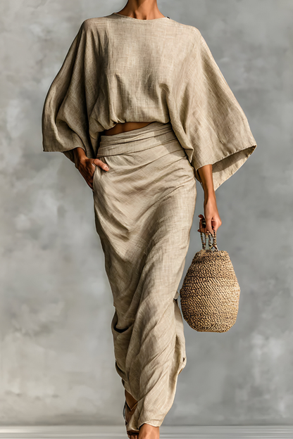 Elara™ | Chic draperad topp och kjol set