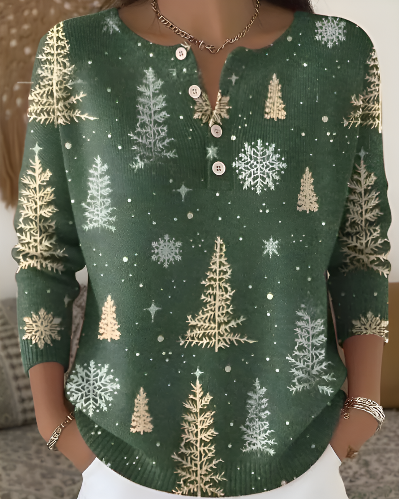 Emy™ | Festlig Julmönstrad Topp