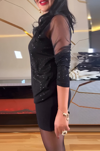 Faren™ | Stilren glitterklänning med långa ärmar