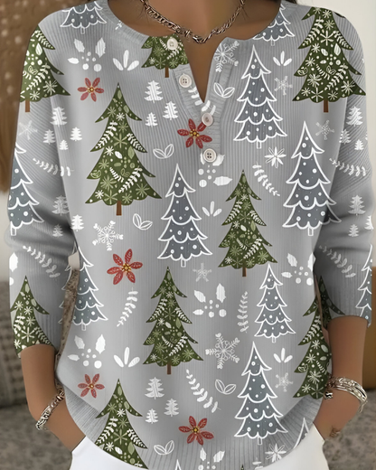 Emy™ | Festlig Julmönstrad Topp