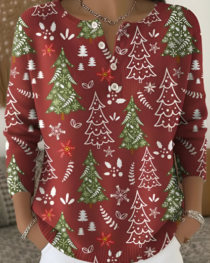 Emy™ | Festlig Julmönstrad Topp